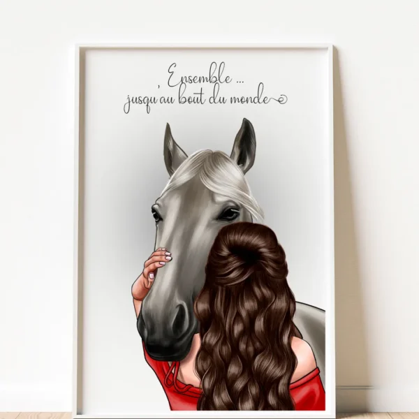 Portrait personnalisé Cavalière - Gris