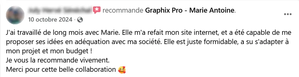 Avis Client - Marie Antoine - Graphix Pro