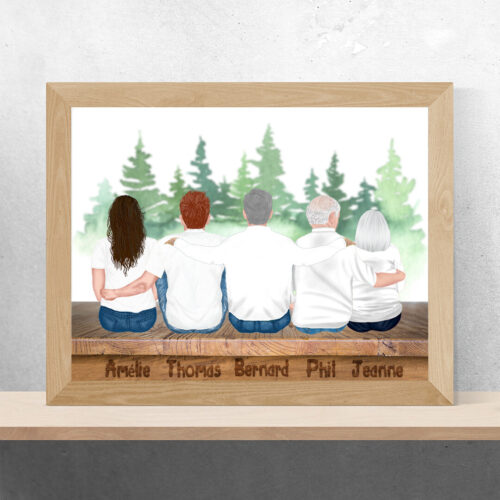 Portrait de Famille personnalise grands-parents