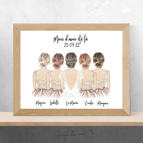 Portrait de Mariage | Cadeau de demande aux Témoins