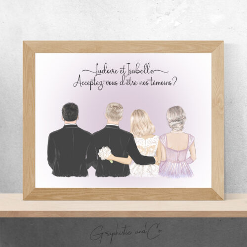 3026820603 Portrait de Mariage | Cadeau de demande aux Témoins