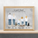 Portrait de Famille nombreuse, Couple ou Solo | Illustration avec Animal de Compagnie Portrait de Famille nombreuse, Couple ou Solo | Illustration avec Animal de Compagnie