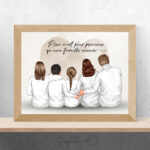 Portrait de Famille enlacée personnalise Portrait de Famille enlacée personnalise