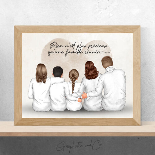 Portrait de Famille enlacée personnalise