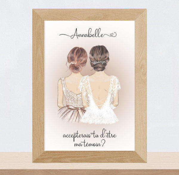 Portrait de Mariage | Cadeau de demande aux Témoins