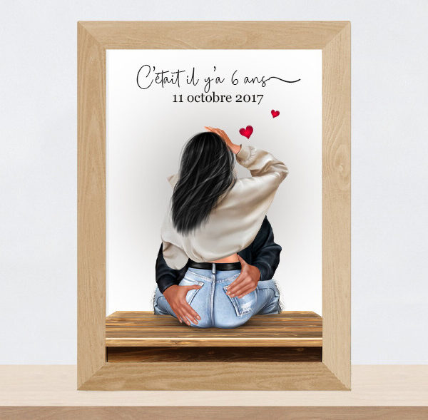 Portrait personnalisé de Couple "sensualité" | Cadeau de Saint Valentin, Noël