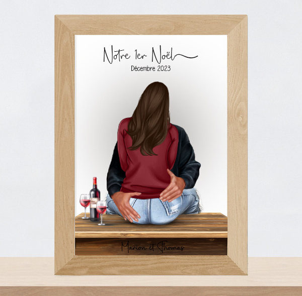 Portrait personnalisé de Couple "sensualité" | Cadeau de Saint Valentin, Noël