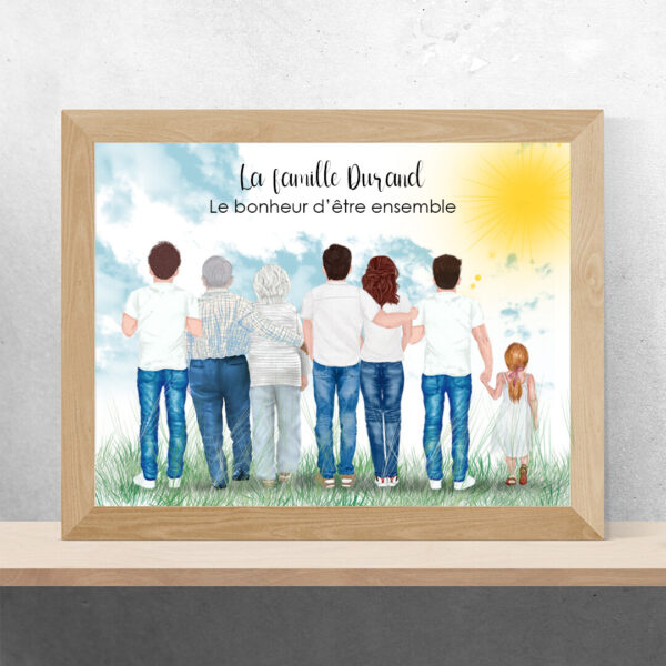 Portrait de Famille nombreuse, Couple ou Solo | Illustration avec Animal de Compagnie