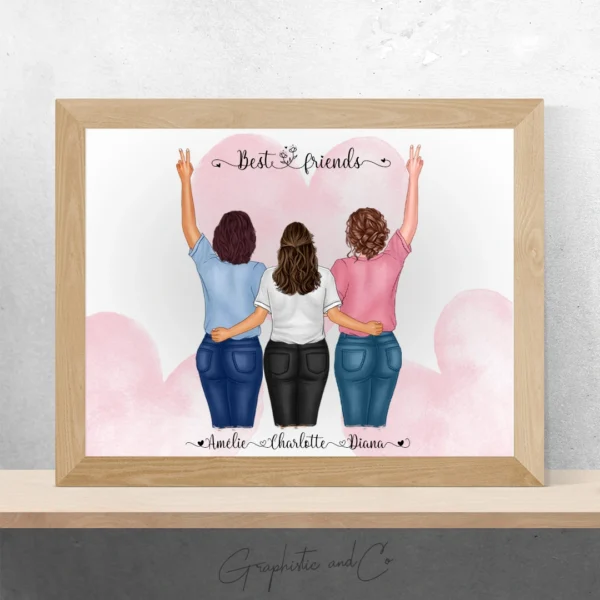 Cadeau personnalisé meilleures amiesCadeau personnalisé Portrait meilleures amies