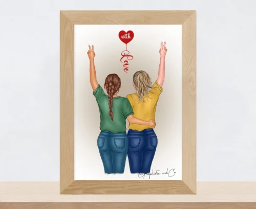 Cadeau personnalisé Portrait meilleures amies