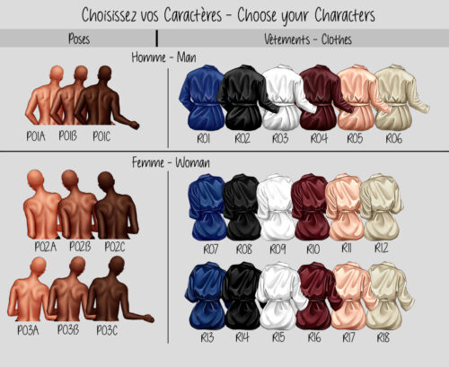 Portrait personnalisé de couple en robe de chambre