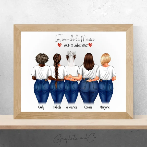 Portrait personnalisé "La Team de la mariée"