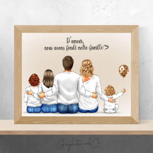 Portrait de famille nombreuse personnalisé