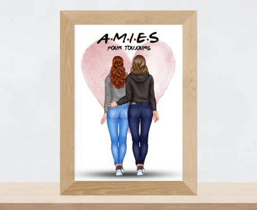 Portrait "Amies pour toujours" - Cadeau meilleures amies