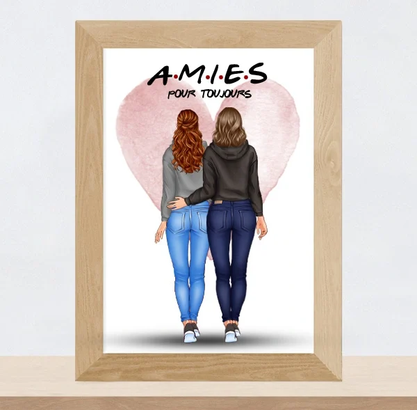 Portrait "Amies pour toujours" - Cadeau meilleures amies