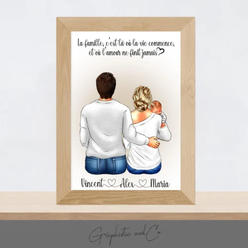 Portrait de famille personnalisé avec nouveau né