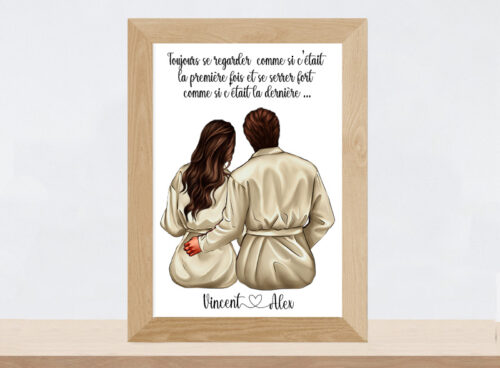 Portrait personnalisé de couple en robe de chambre