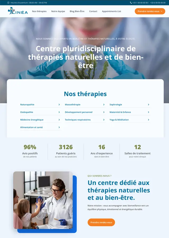Création de site web mesure Bien-être, Réservation
