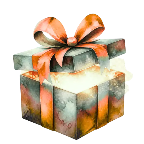 Illustration aquarelle boîte cadeau mystérieuse— Scan Digital - Graphix Pro